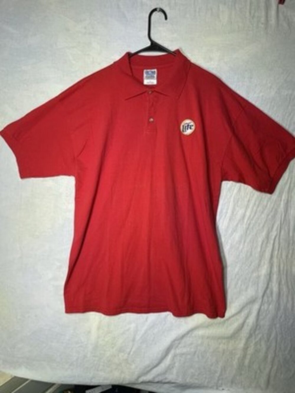 Miller Lite Red Polo Shirt Gildan Ultra Cotton Men's XL Embroidered Logo Great